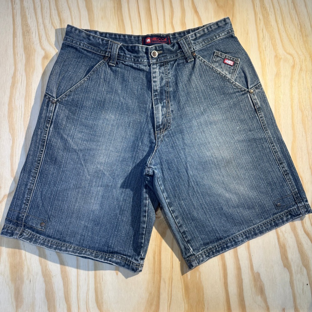 Mecca Men's Baggy Denim Jean Shorts Medium Wash Vintage Y2K Carpenter Size 36